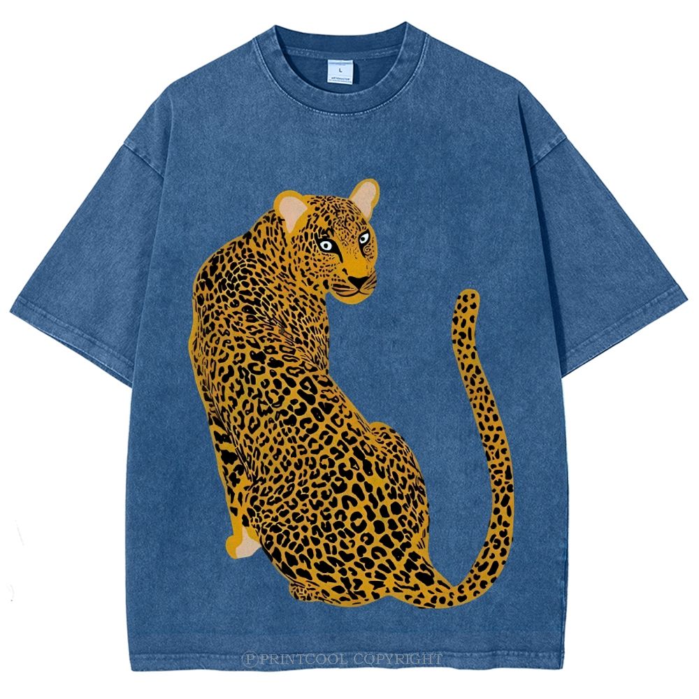Staring Leopard Unisex Vintage Washed Tee