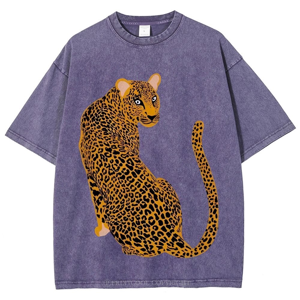 Staring Leopard Unisex Vintage Washed Tee
