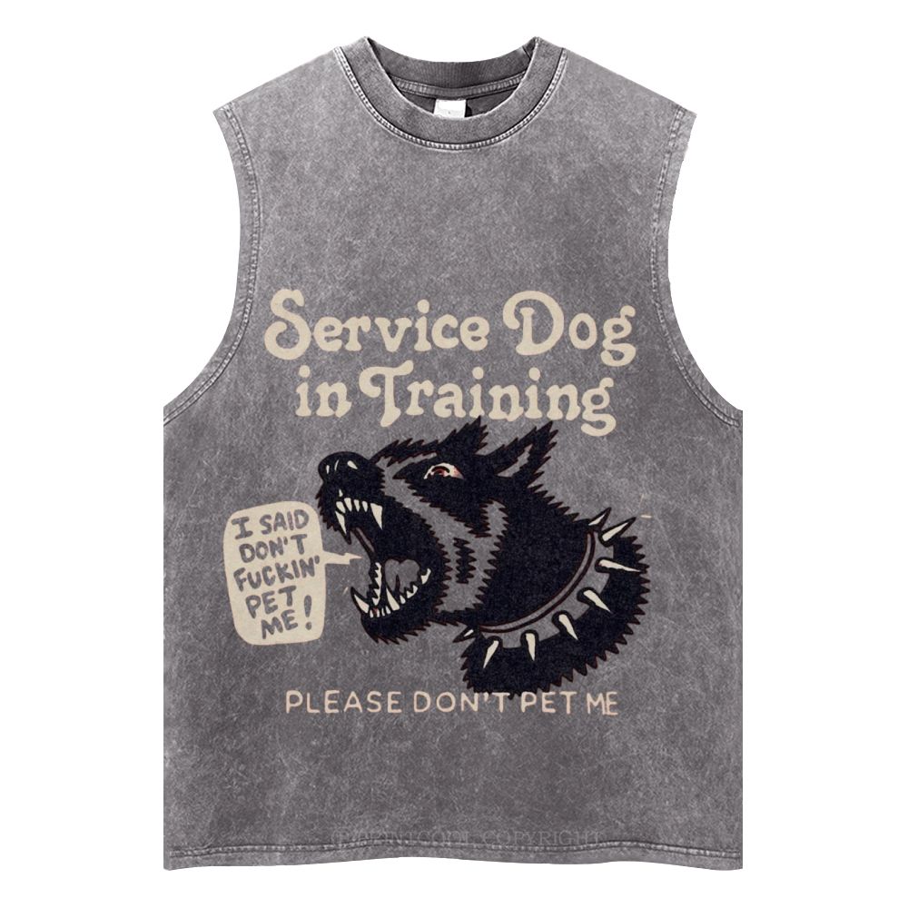 Service Dog Is Training Unisex Washed Tank Top