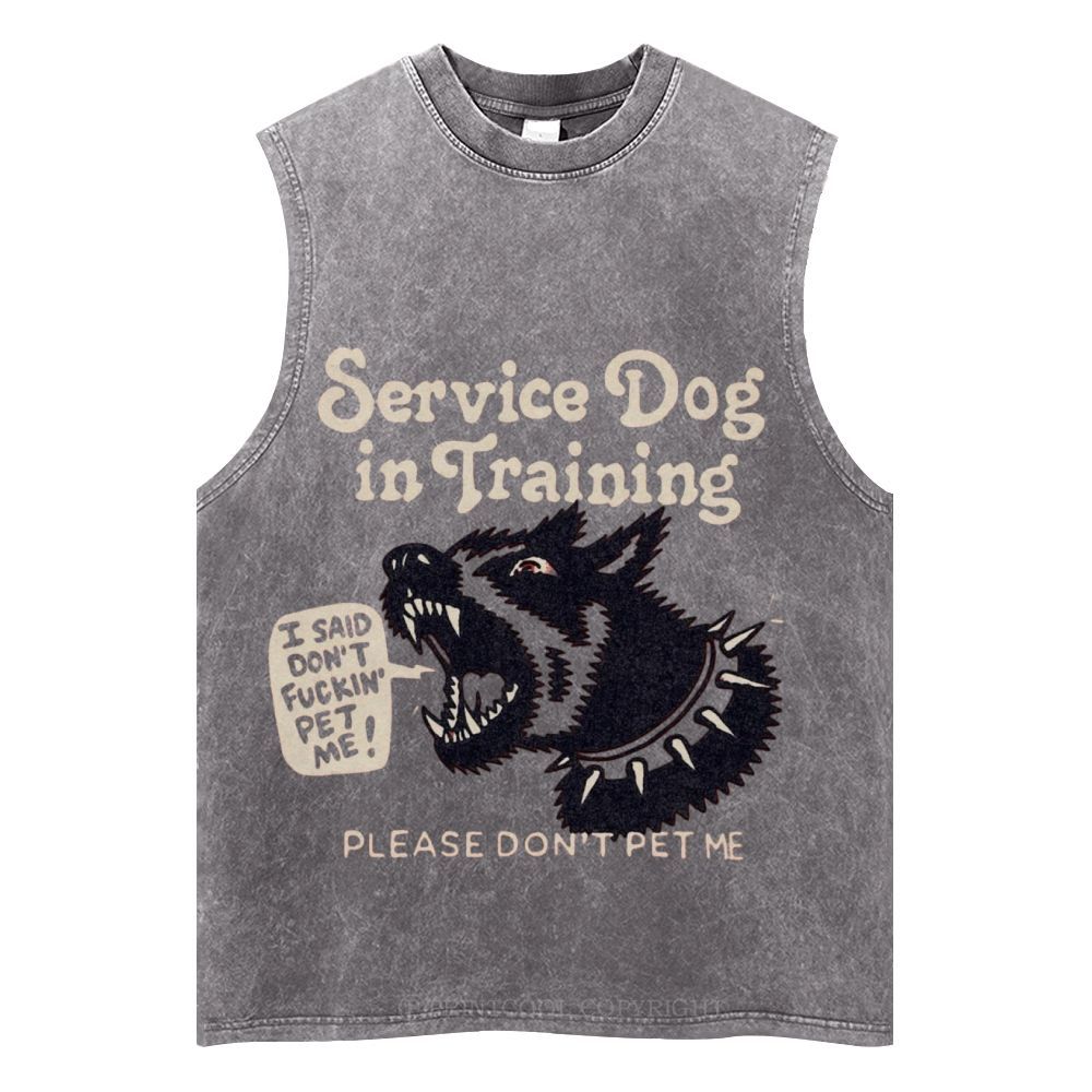 Service Dog Is Training Unisex Washed Tank Top