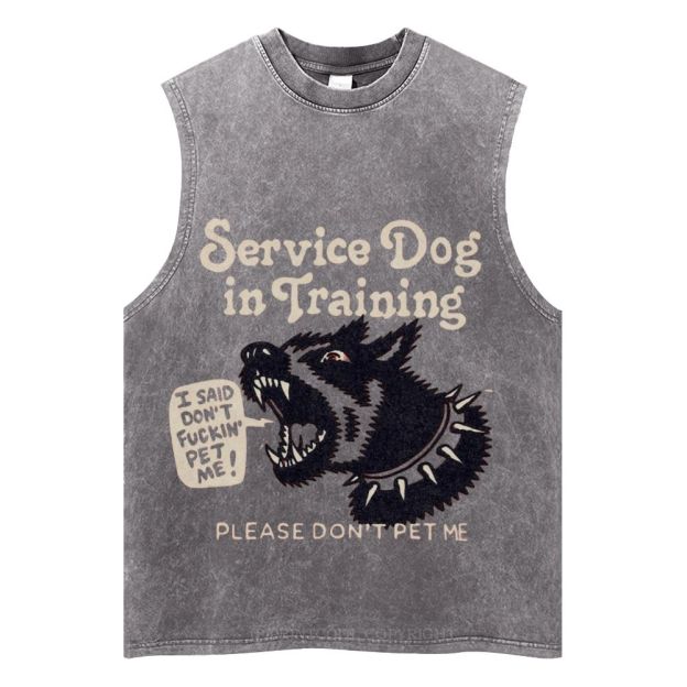 Service Dog Is Training Unisex Washed Tank Top