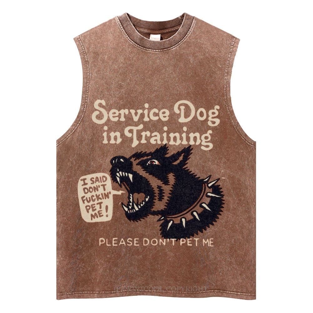 Service Dog Is Training Unisex Washed Tank Top