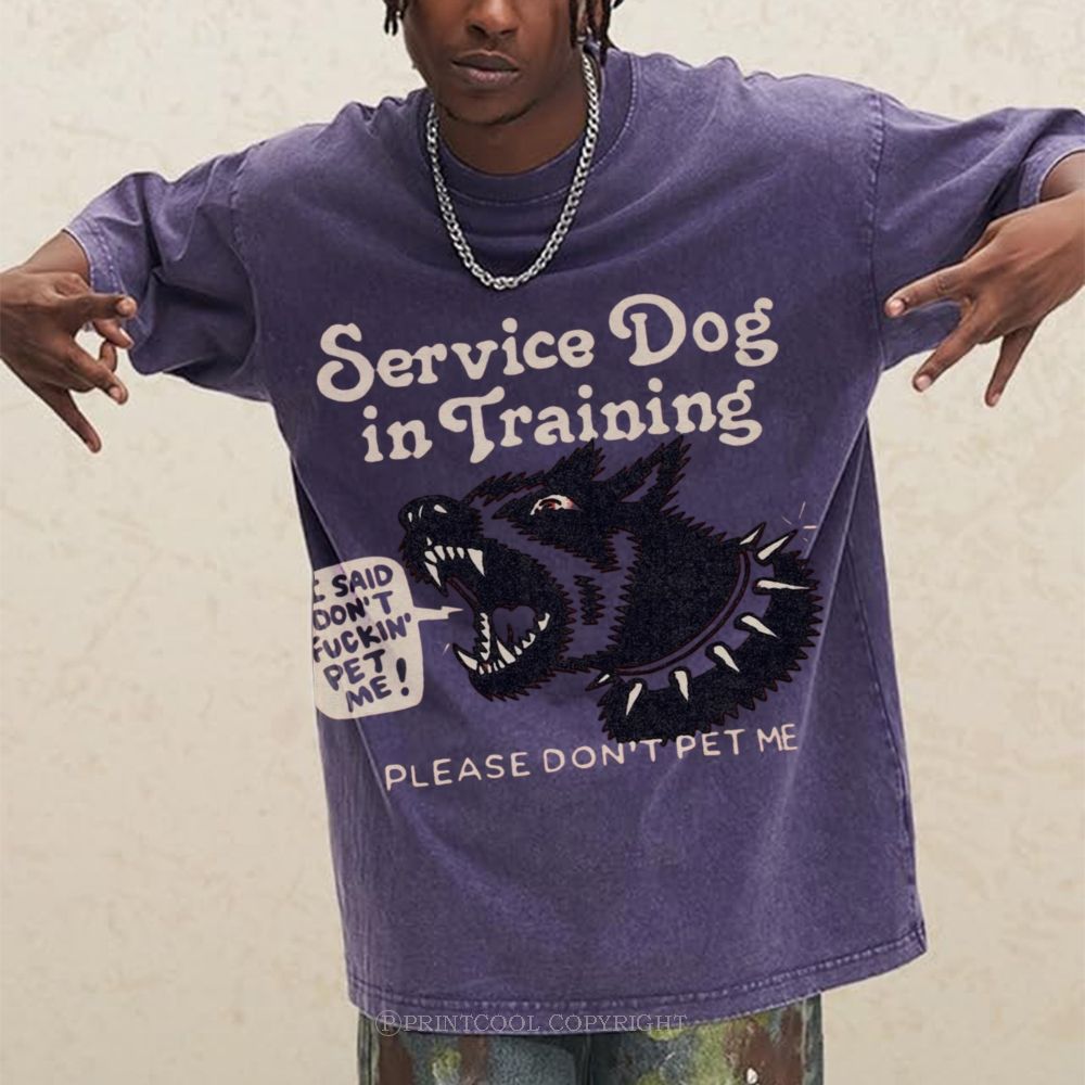 Service Dog Is Training Unisex Vintage Washed Tee
