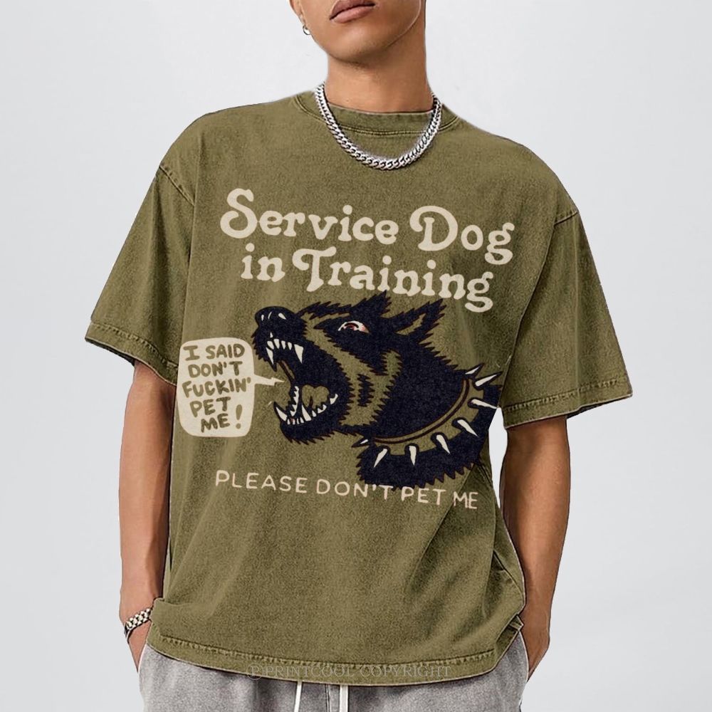 Service Dog Is Training Unisex Vintage Washed Tee