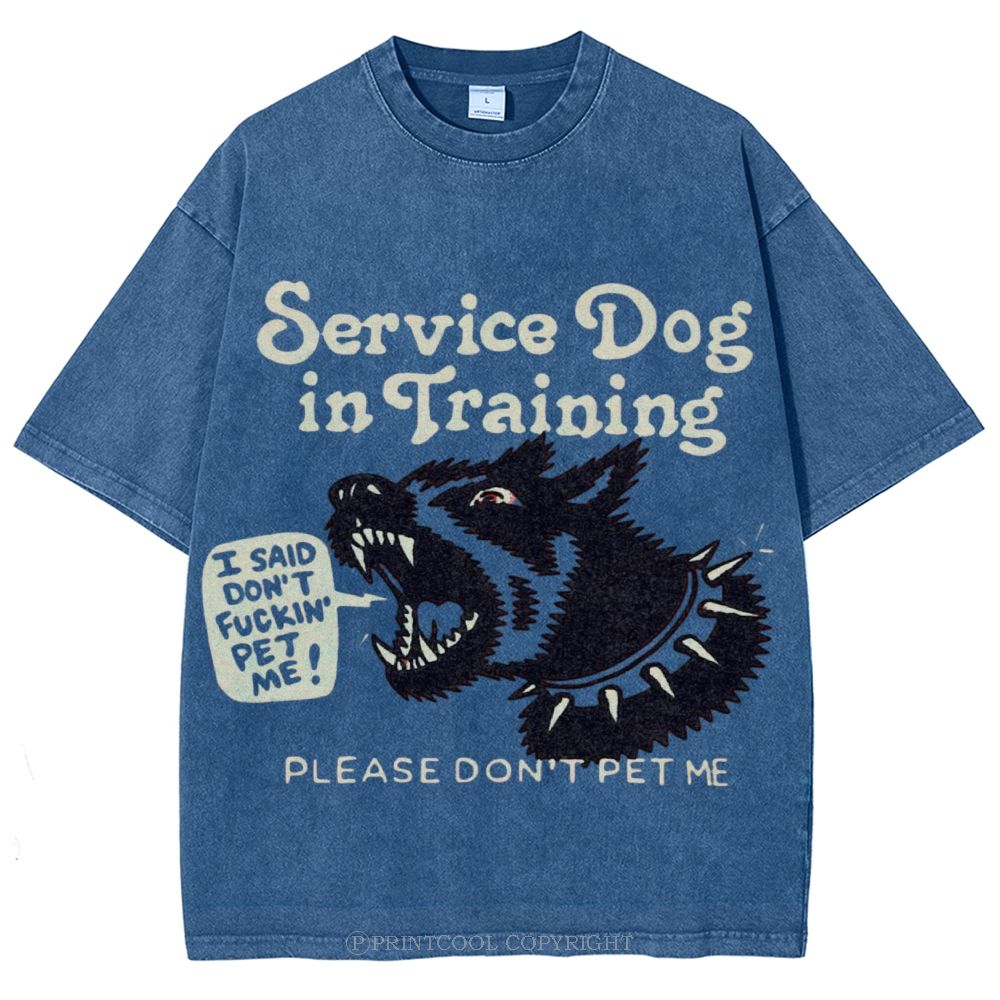 Service Dog Is Training Unisex Vintage Washed Tee