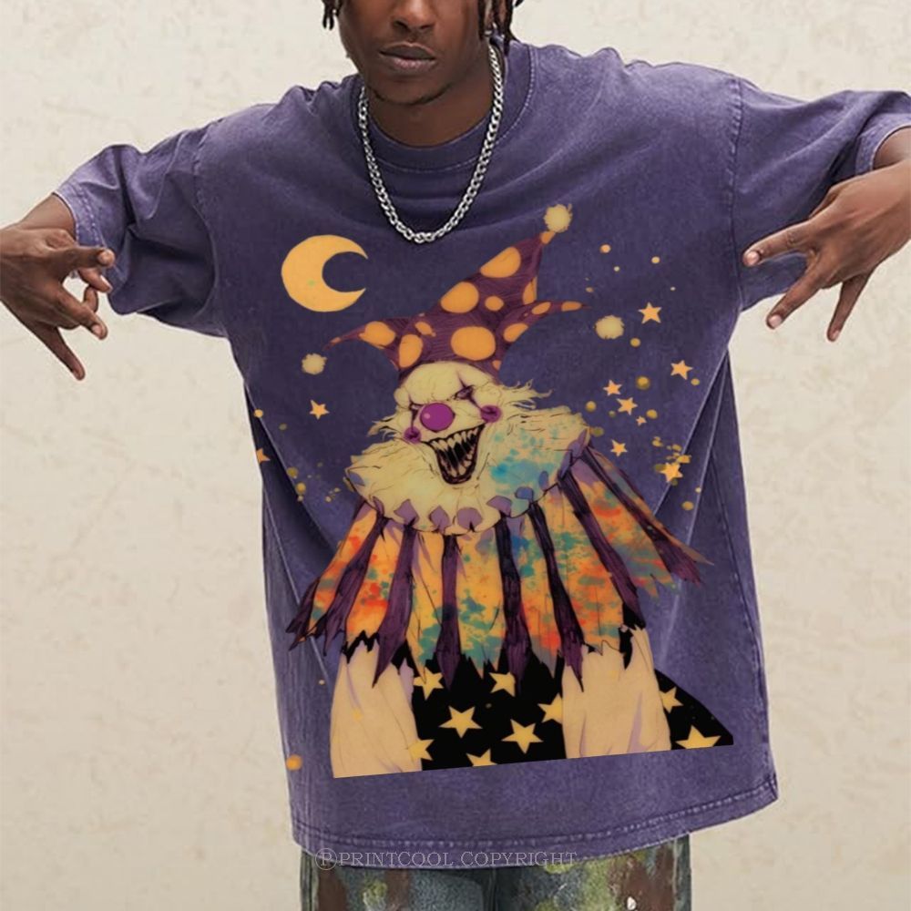 Scary Clown Unisex Vintage Washed Tee