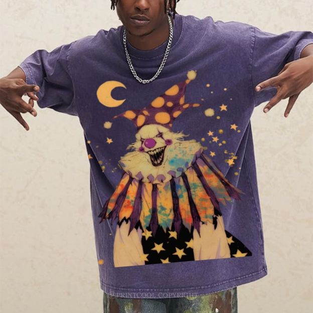 Scary Clown Unisex Vintage Washed Tee