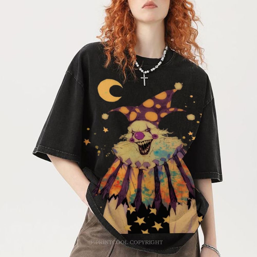 Scary Clown Unisex Vintage Washed Tee