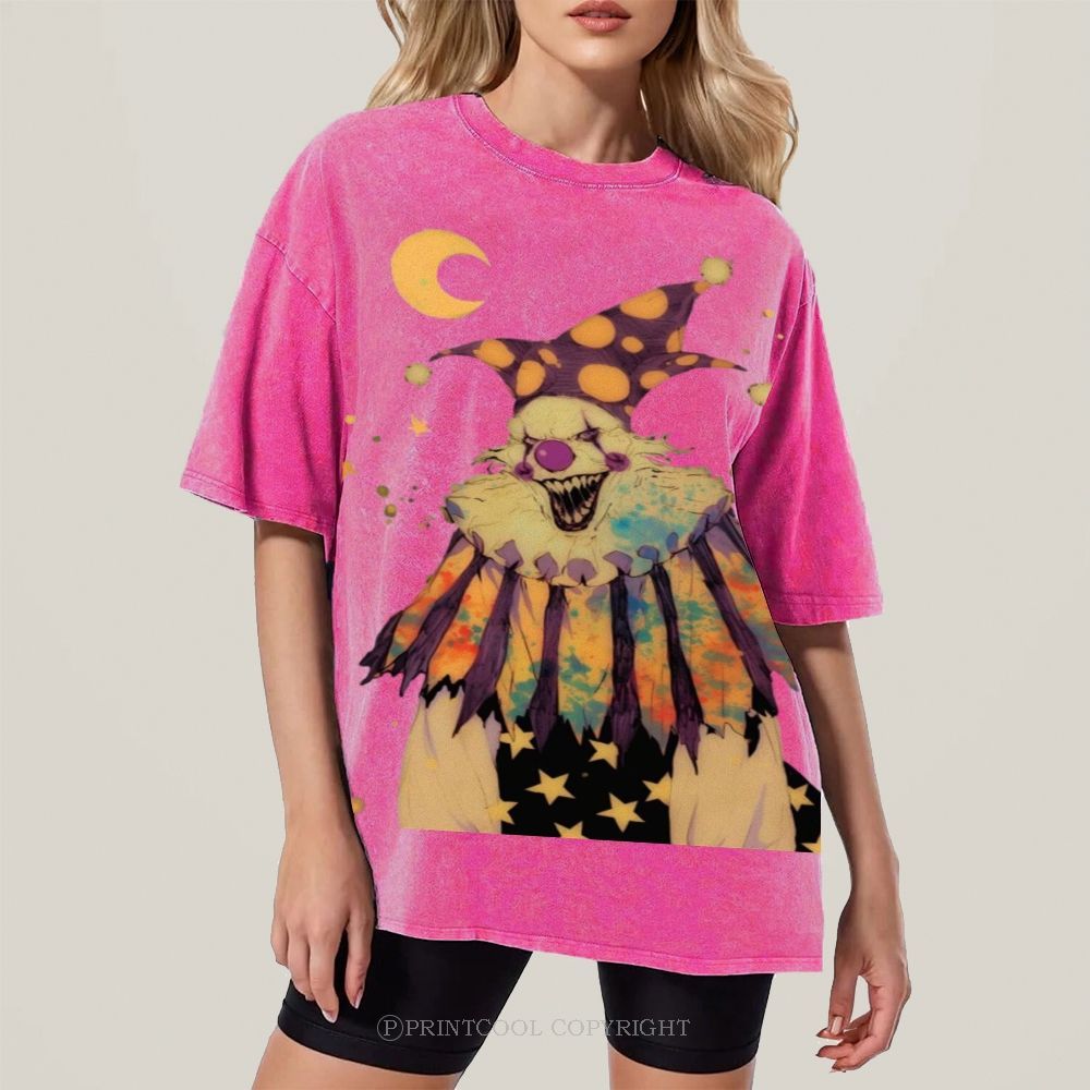 Scary Clown Unisex Vintage Washed Tee