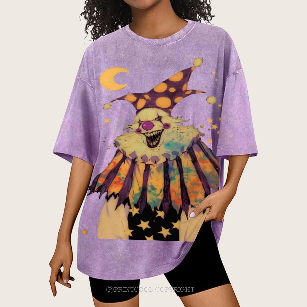 Scary Clown Unisex Vintage Washed Tee