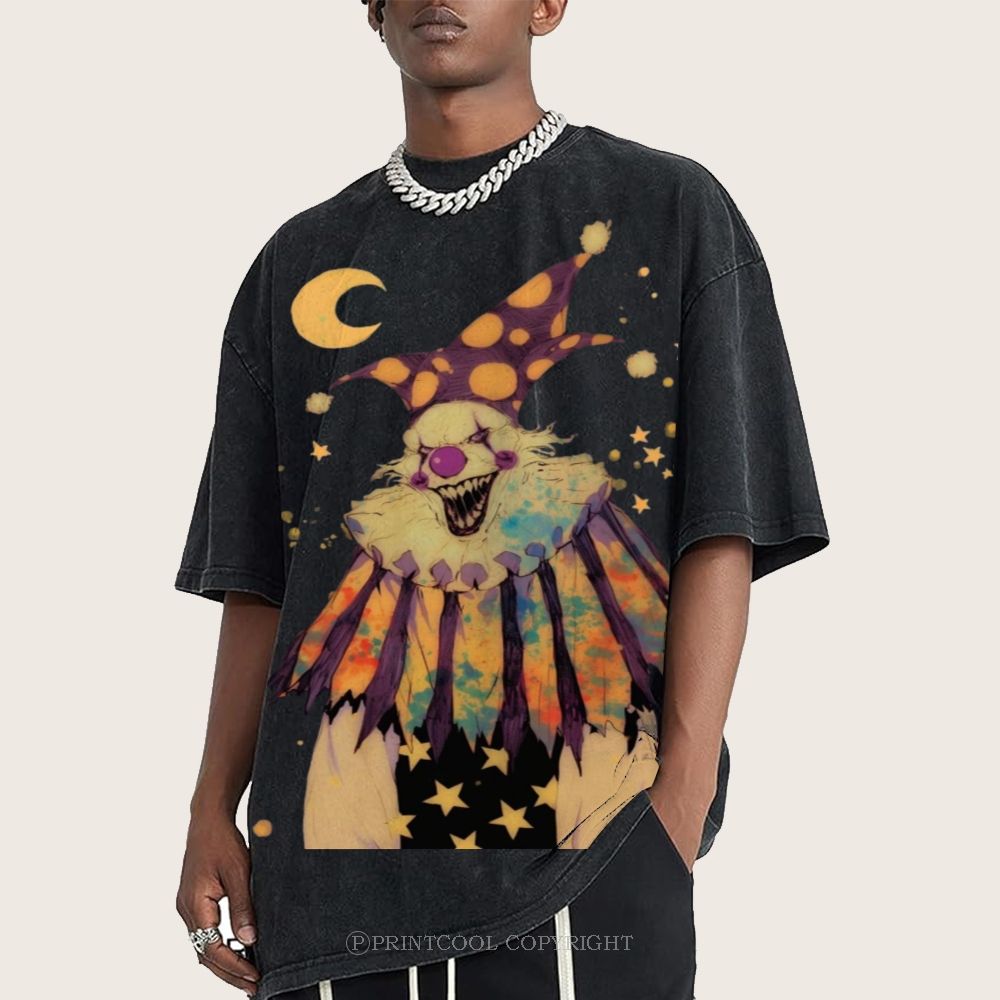 Scary Clown Unisex Vintage Washed Tee