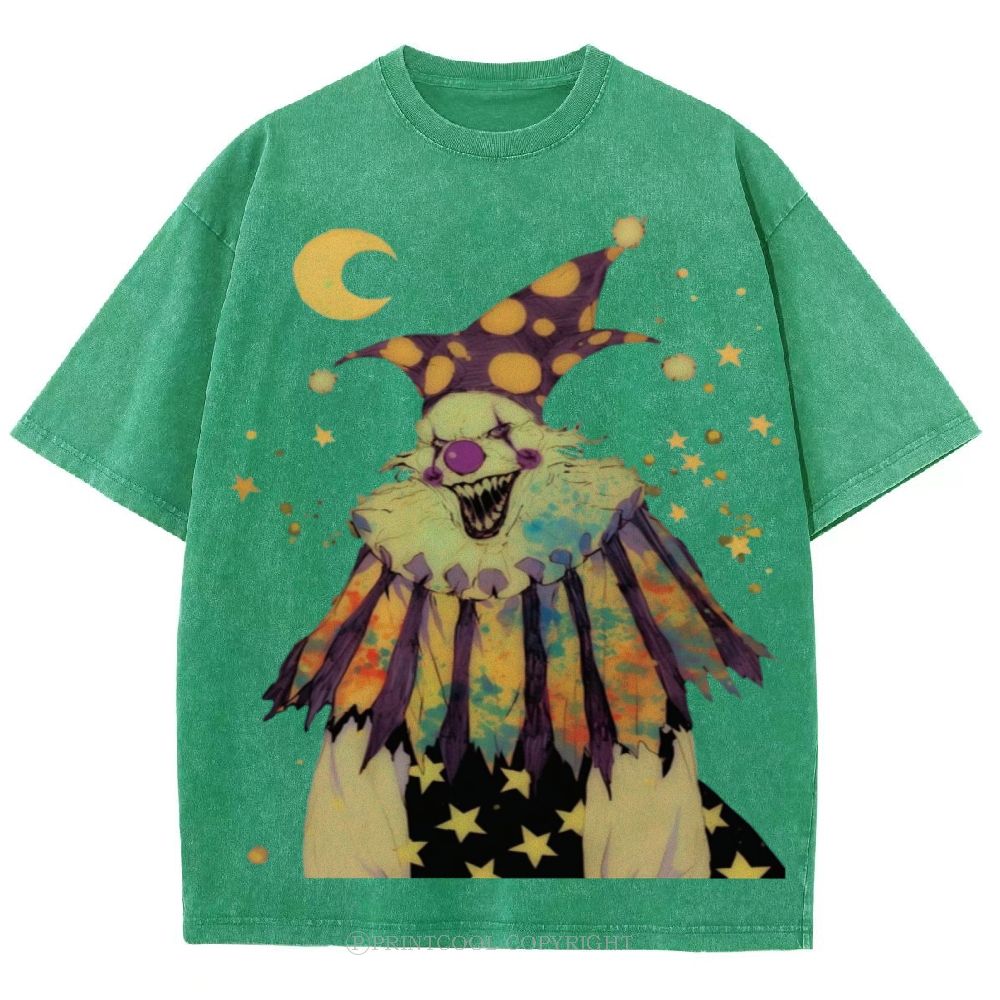 Scary Clown Unisex Vintage Washed Tee
