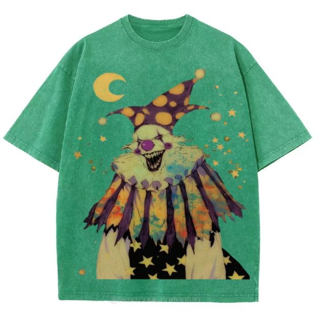 Scary Clown Unisex Vintage Washed Tee
