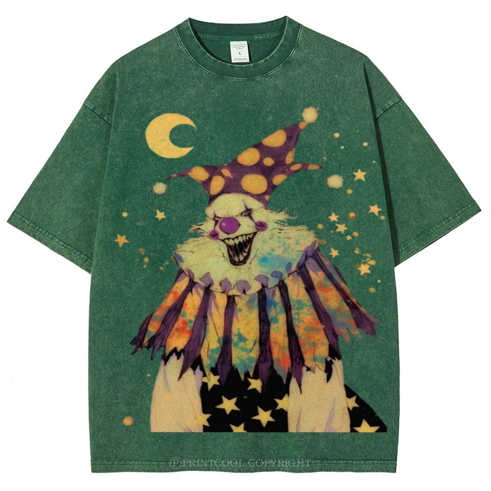 Scary Clown Unisex Vintage Washed Tee