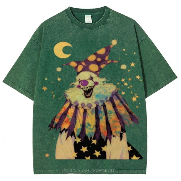 Scary Clown Unisex Vintage Washed Tee