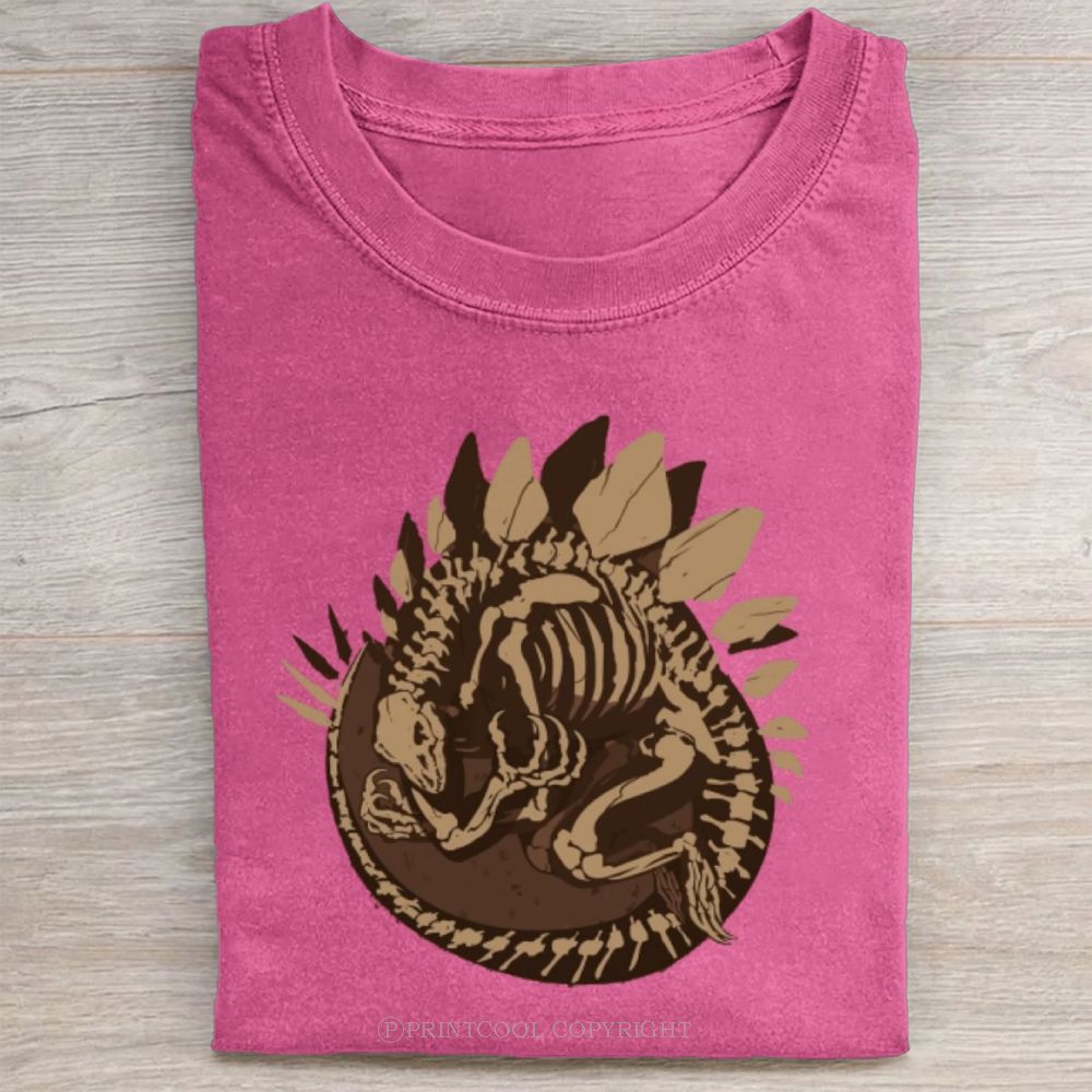 Prehistoric Stegosaurus Fossil Print  Unisex Vintage Washed Tee