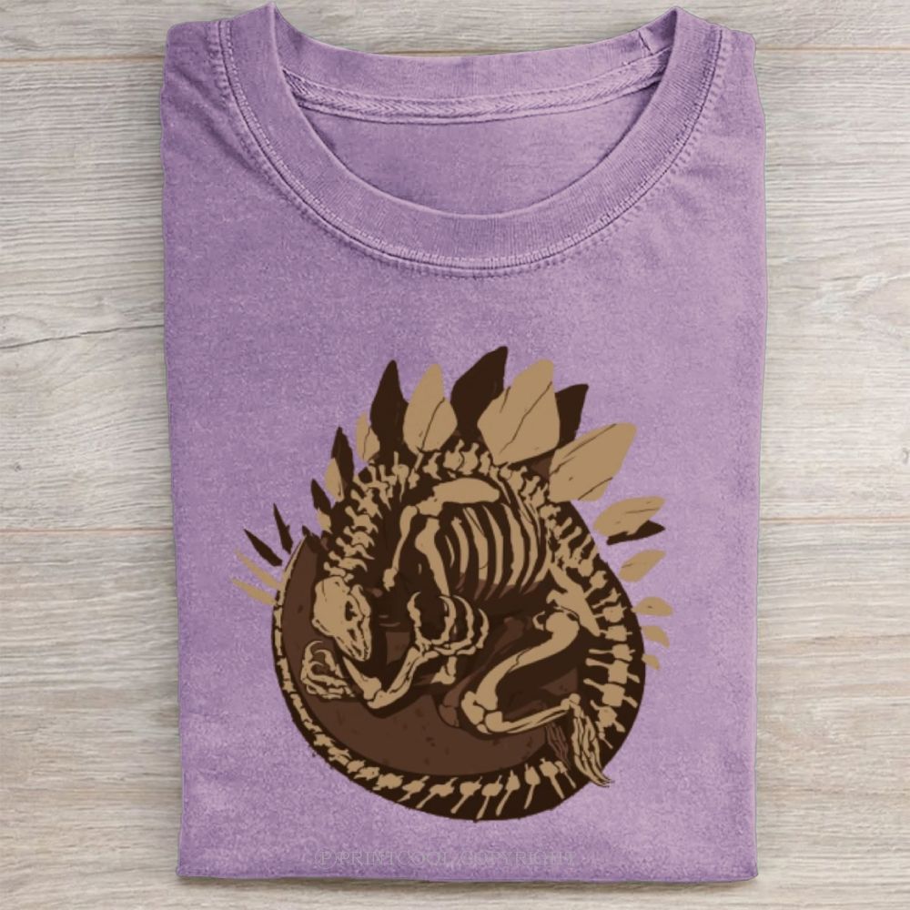 Prehistoric Stegosaurus Fossil Print  Unisex Vintage Washed Tee