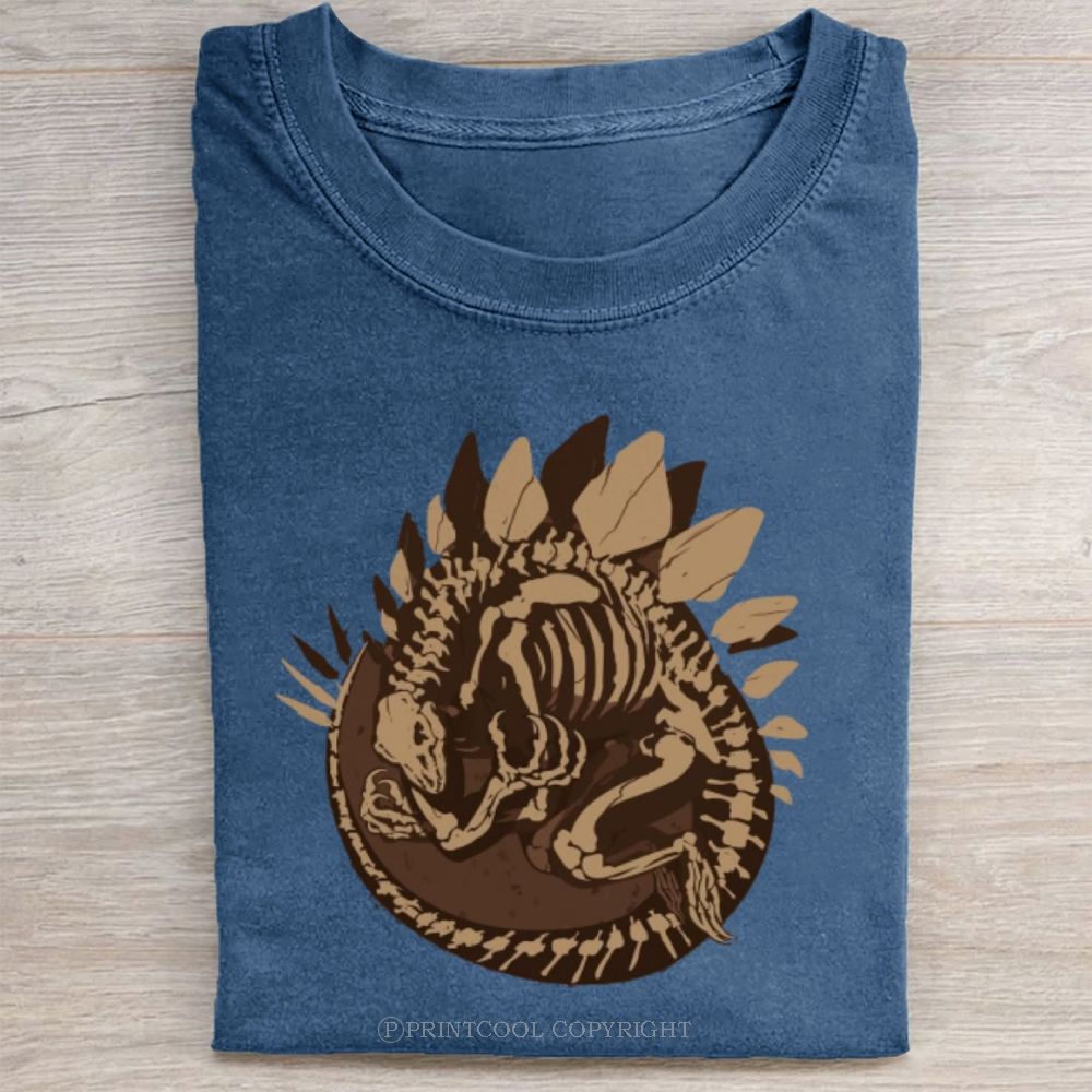 Prehistoric Stegosaurus Fossil Print  Unisex Vintage Washed Tee