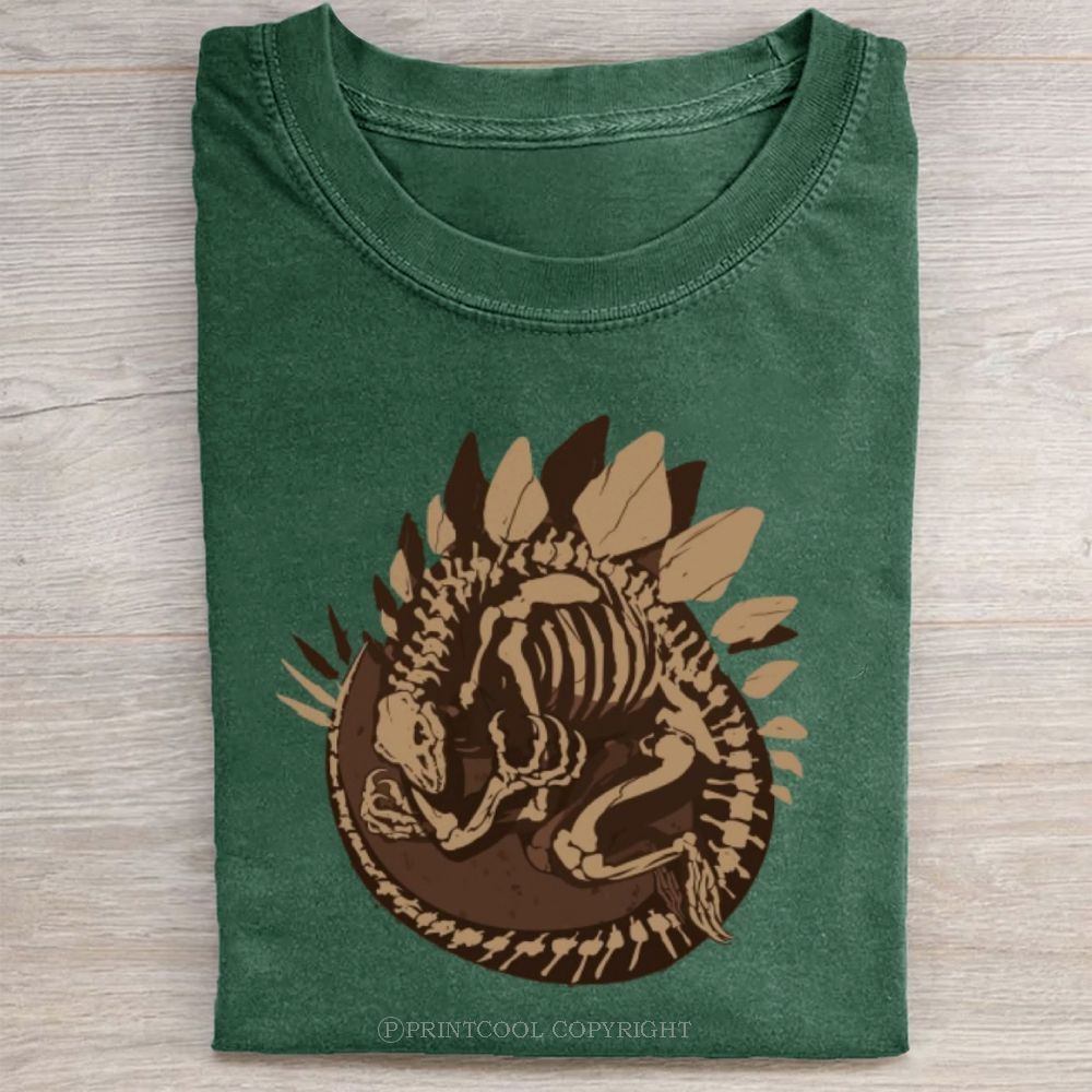 Prehistoric Stegosaurus Fossil Print  Unisex Vintage Washed Tee