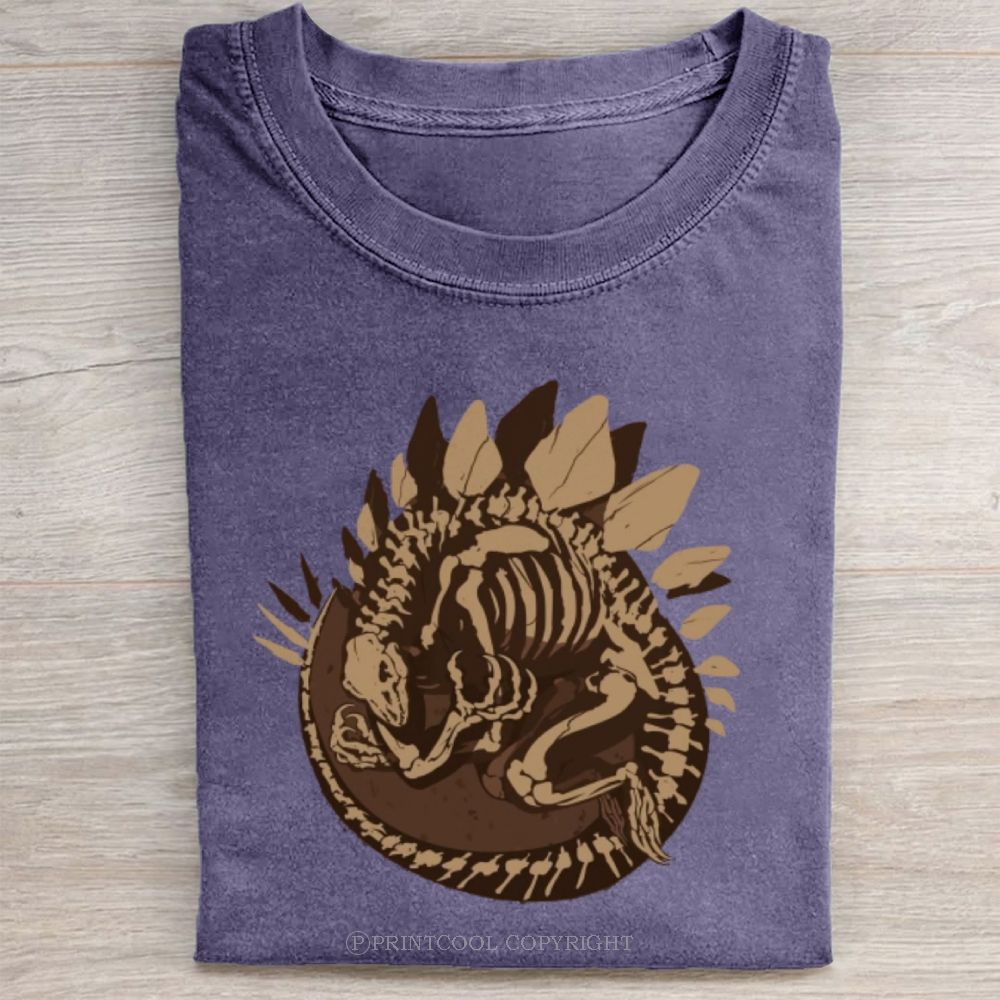 Prehistoric Stegosaurus Fossil Print  Unisex Vintage Washed Tee