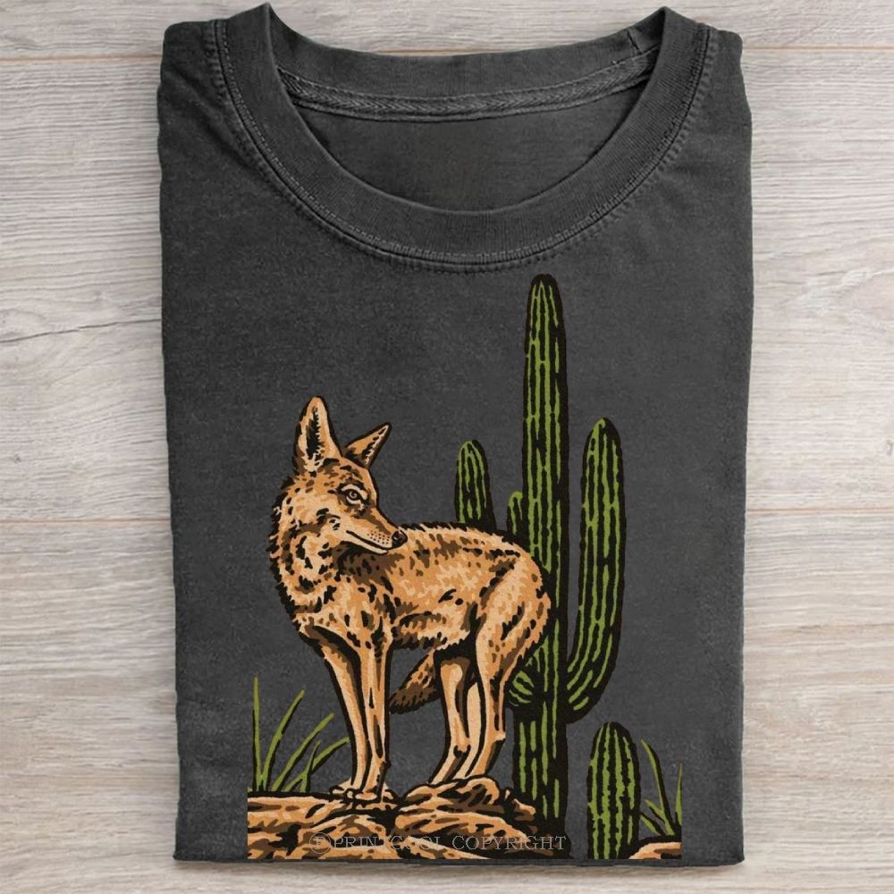 Desert Wolf Unisex Vintage Washed Tee