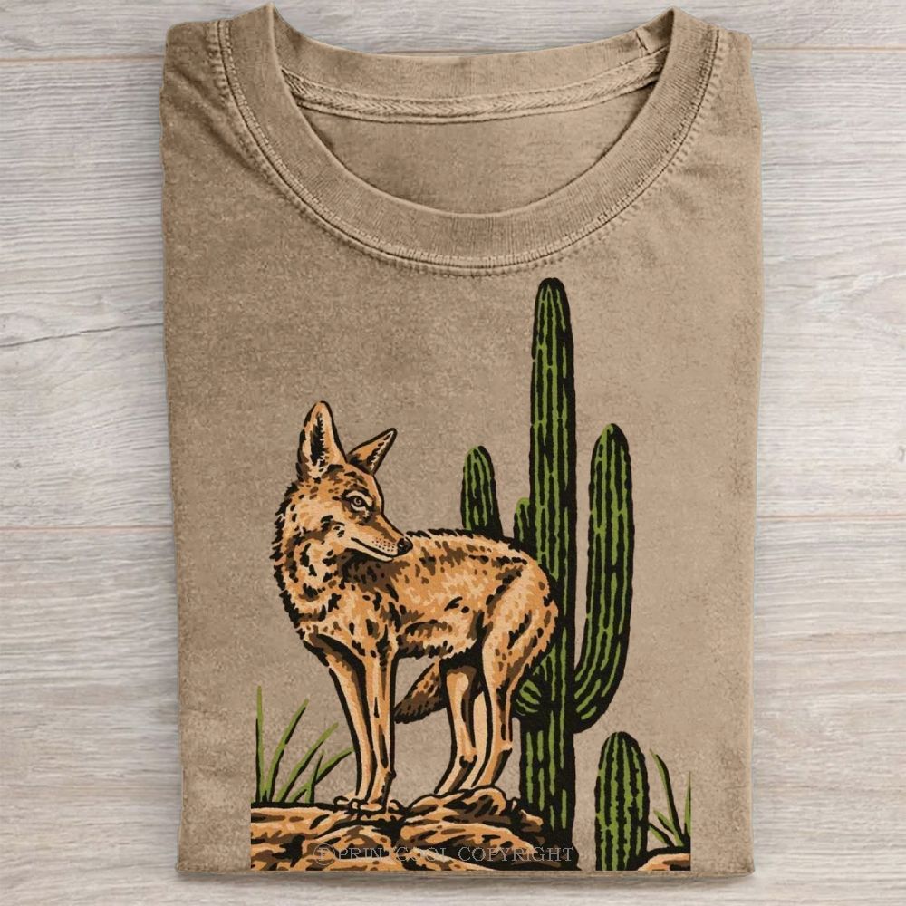 Desert Wolf Unisex Vintage Washed Tee