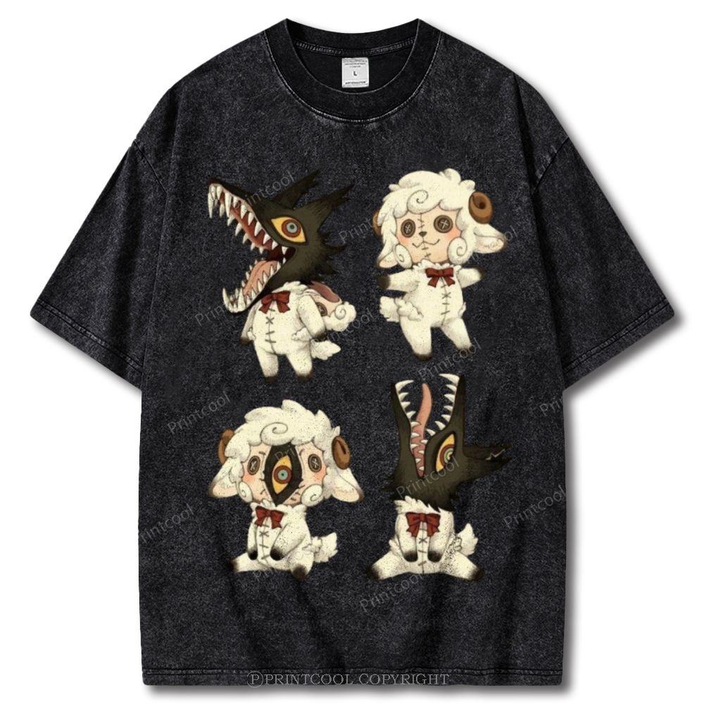 Sheep  Wolf Hybrid Figures Unisex Vintage Washed Tee