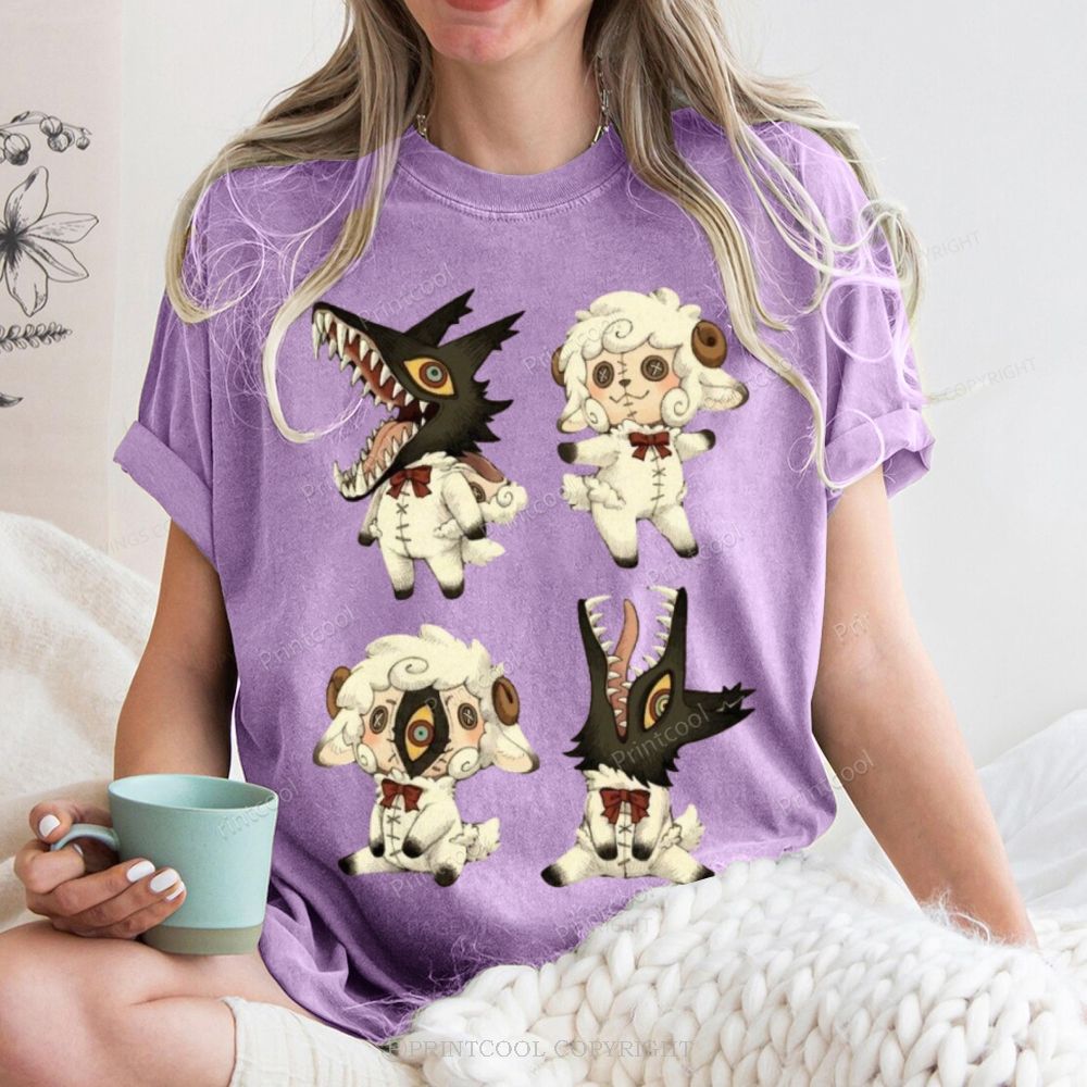 Sheep  Wolf Hybrid Figures Unisex Vintage Washed Tee