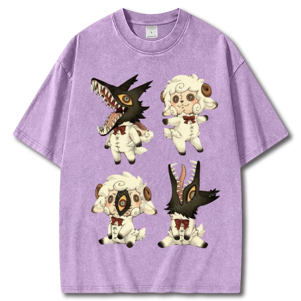 Sheep  Wolf Hybrid Figures Unisex Vintage Washed Tee