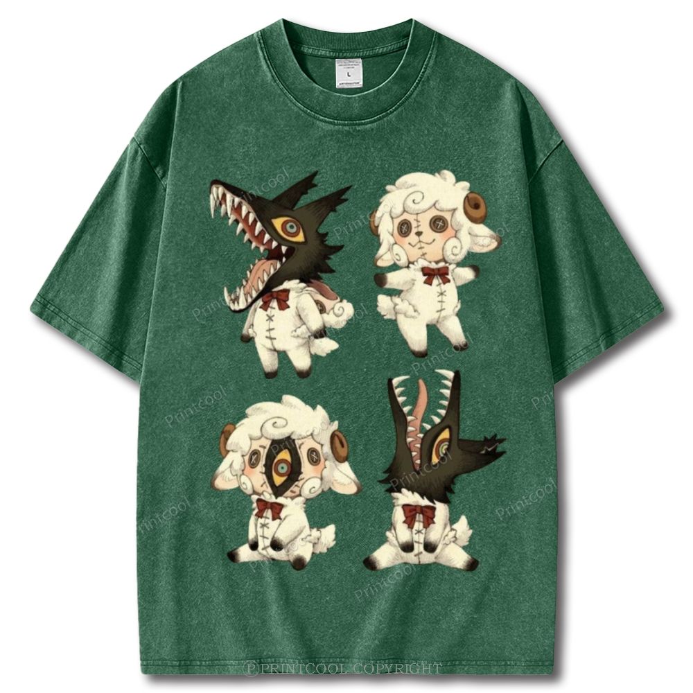 Sheep  Wolf Hybrid Figures Unisex Vintage Washed Tee