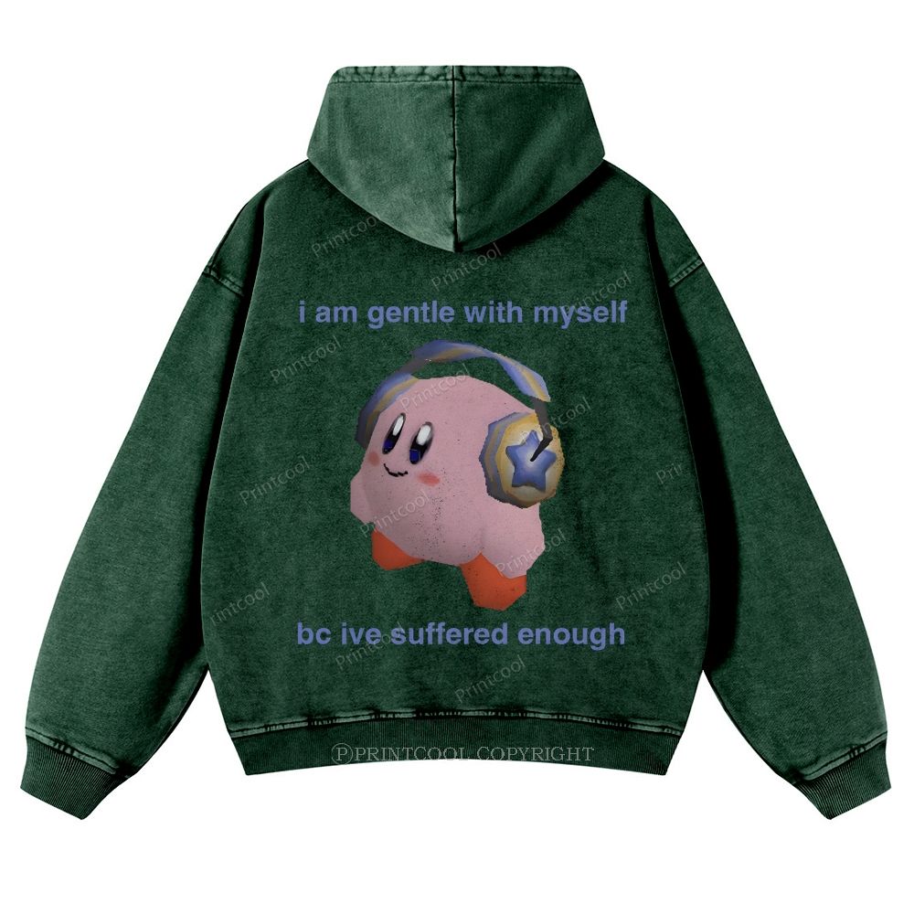 Kirby Being Gentle To Himself Casual Washed Hoodie