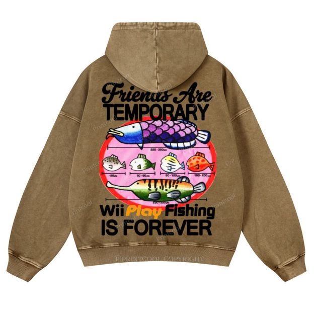 Friends Are Temporary Casual Washed Hoodie