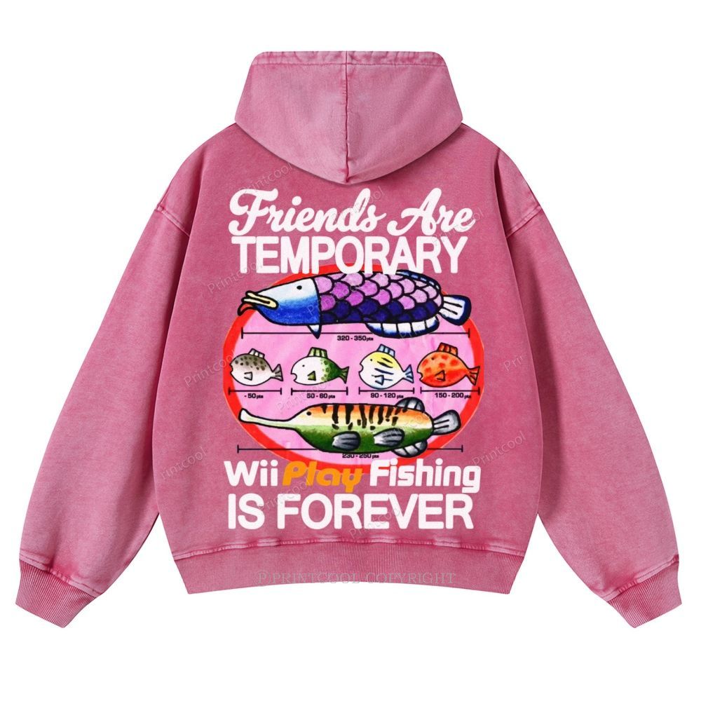 Friends Are Temporary Casual Washed Hoodie