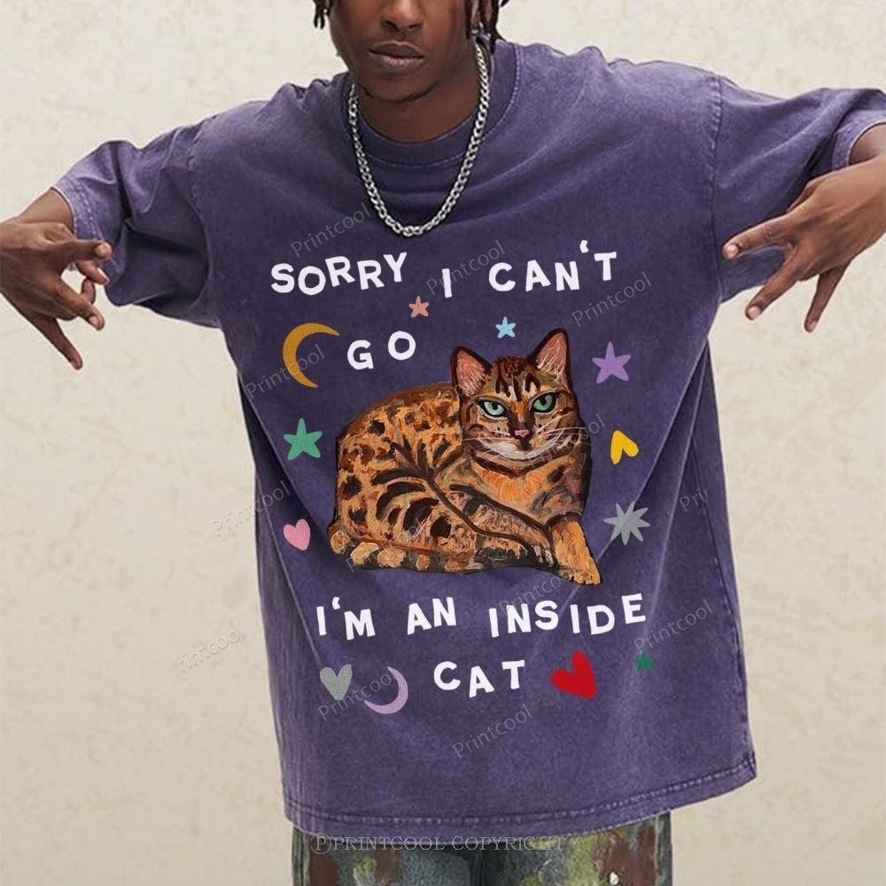 I'm A Inside Cat Unisex Vintage Washed Tee