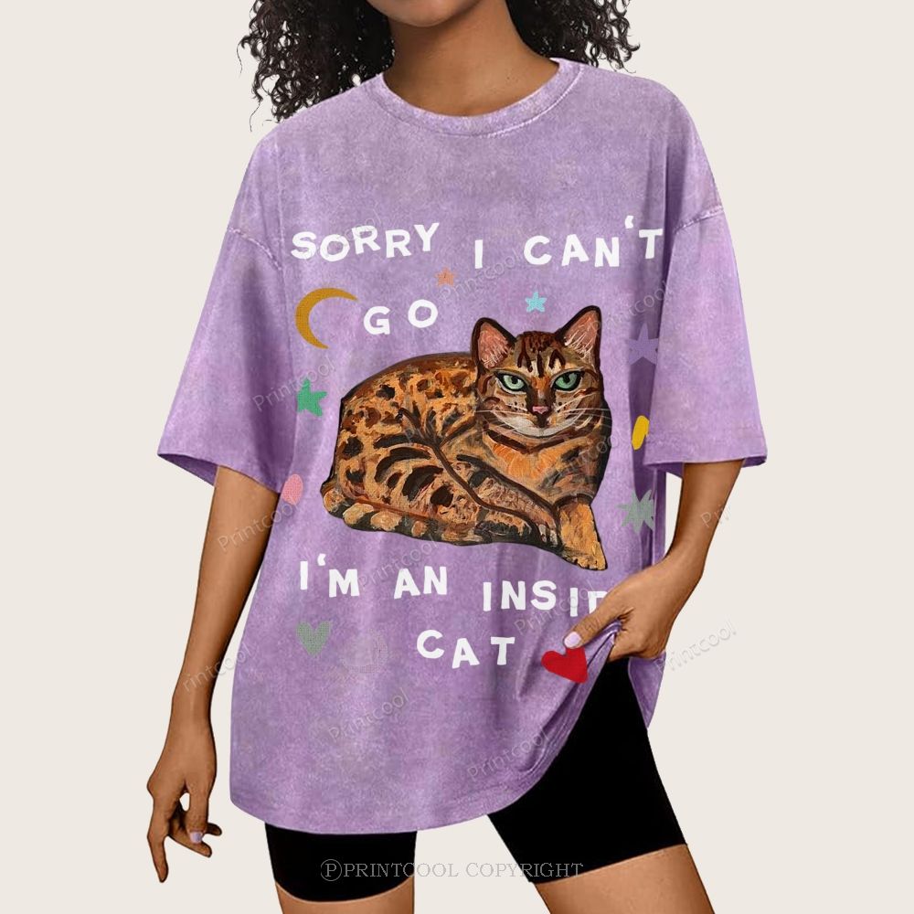 I'm A Inside Cat Unisex Vintage Washed Tee