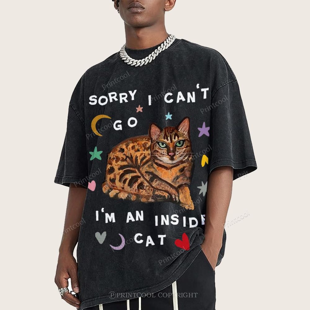 I'm A Inside Cat Unisex Vintage Washed Tee