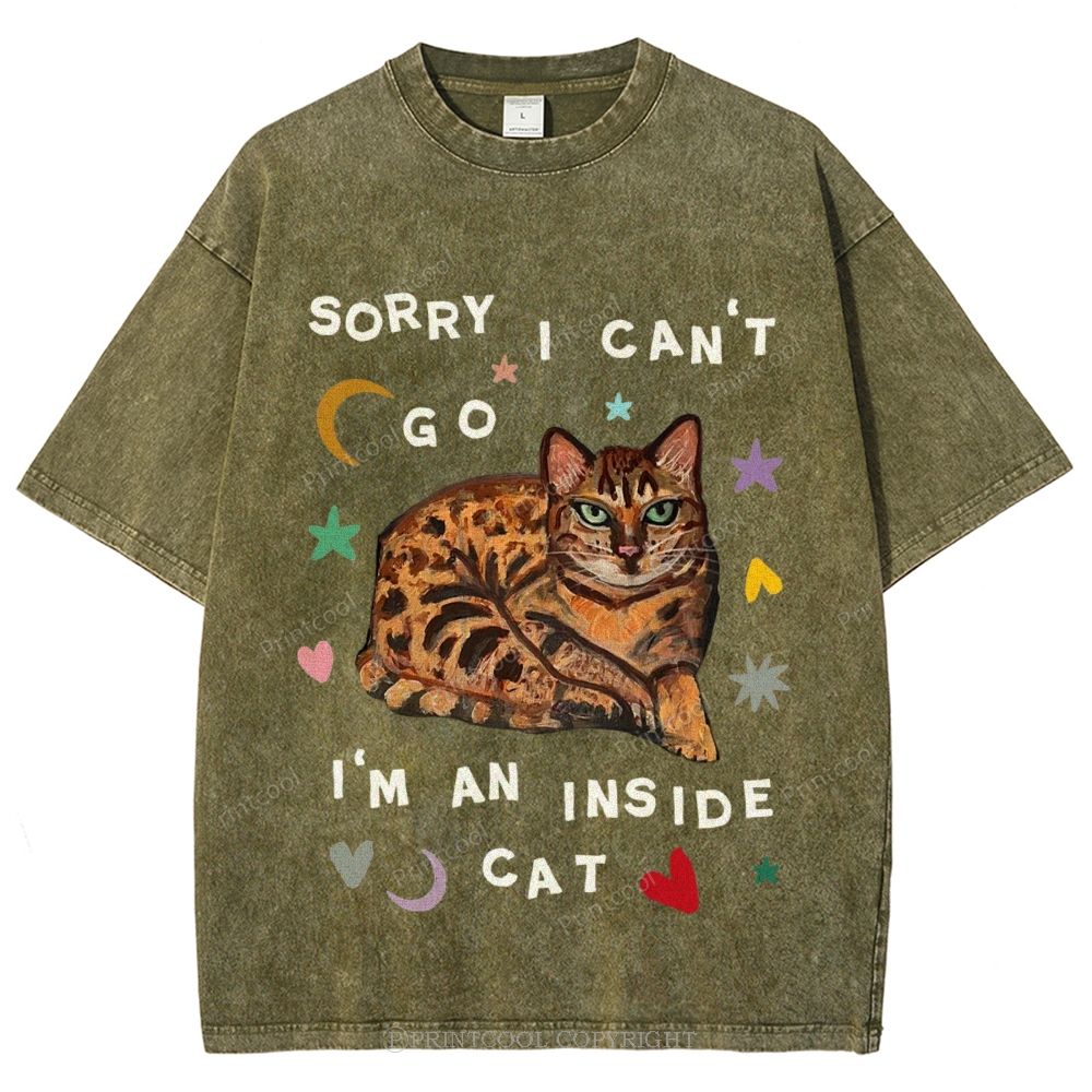 I'm A Inside Cat Unisex Vintage Washed Tee