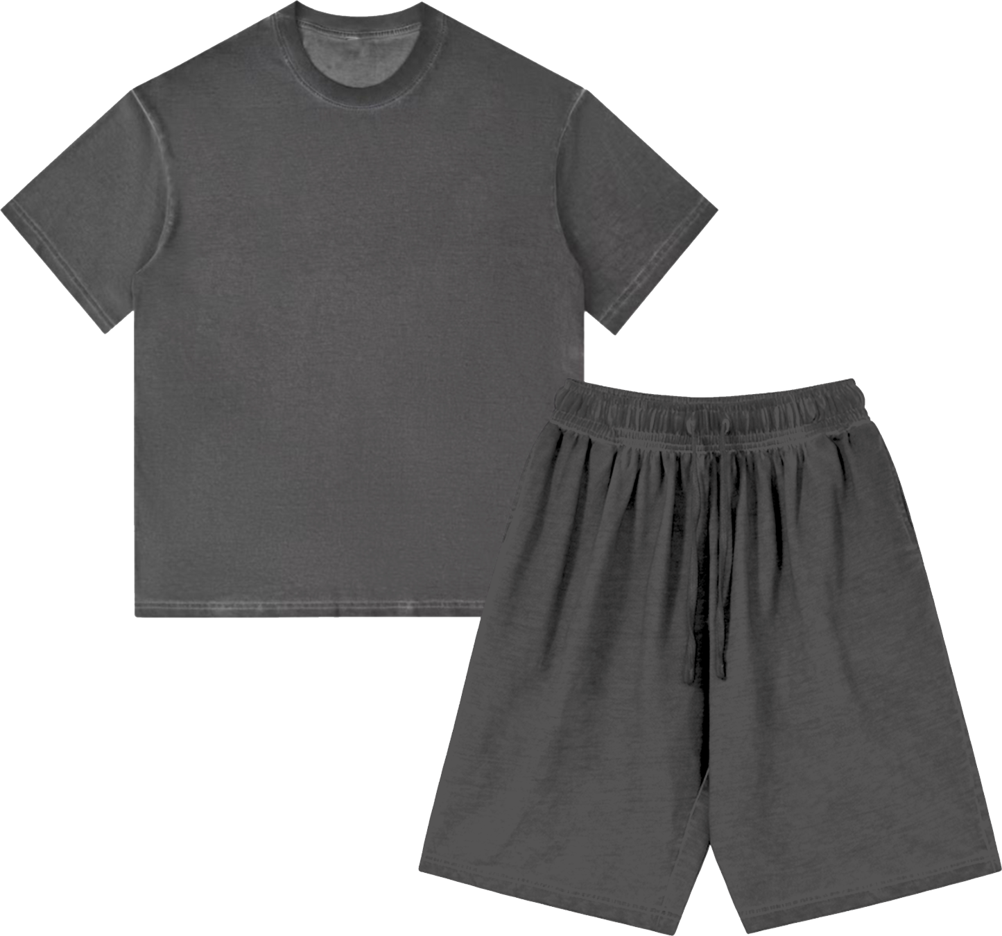 Solid Washed Tee&Shorts Set