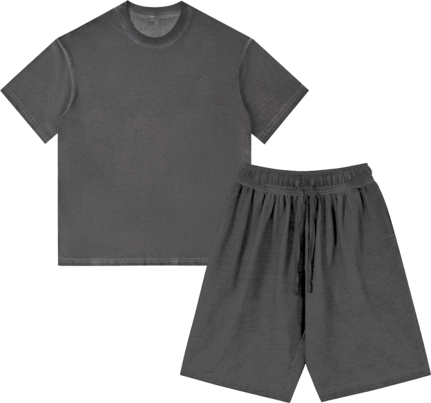 Solid Washed Tee&Shorts Set