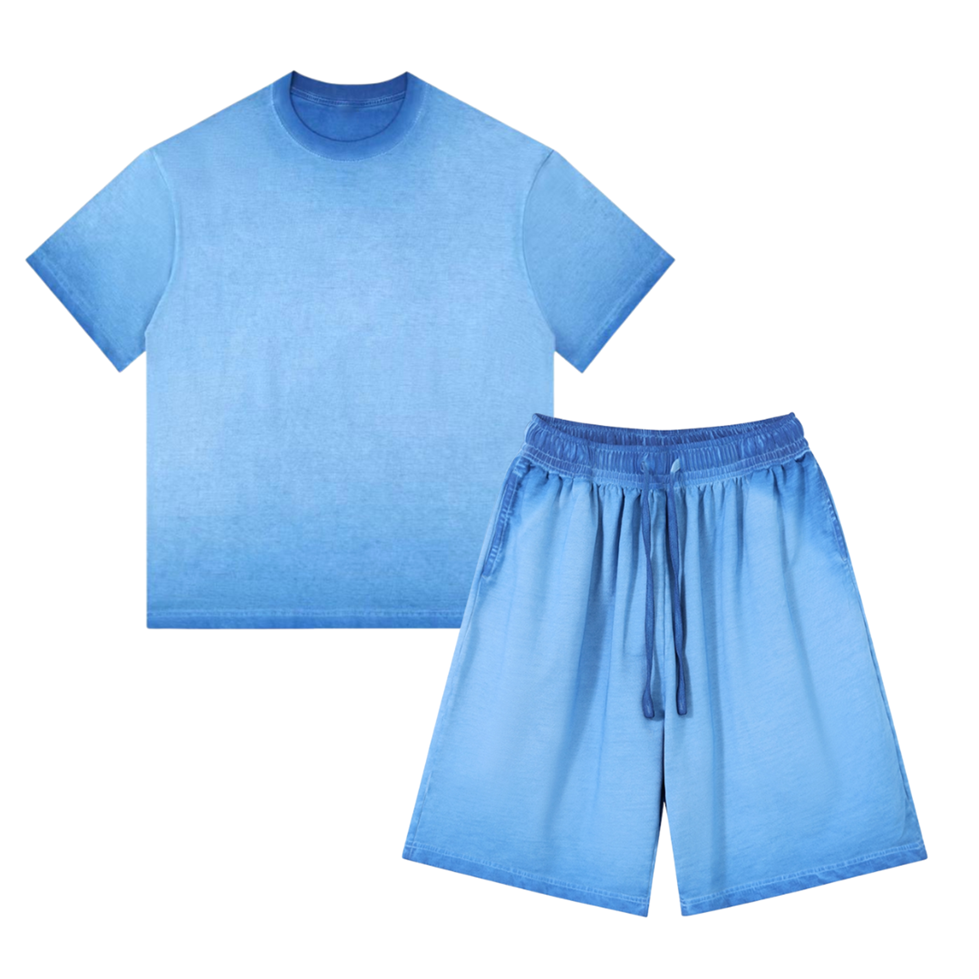 Solid Washed Tee&Shorts Set