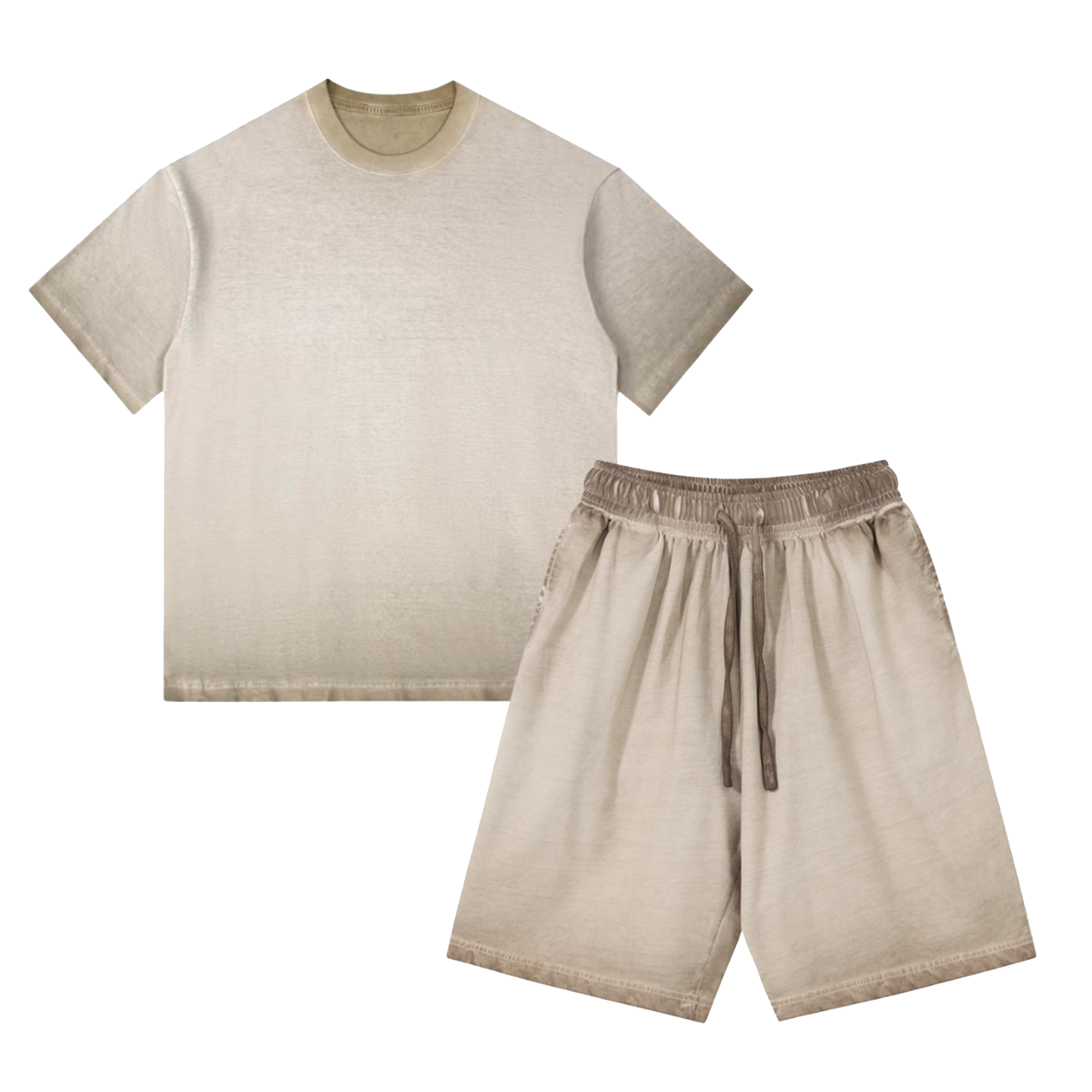 Solid Washed Tee&Shorts Set