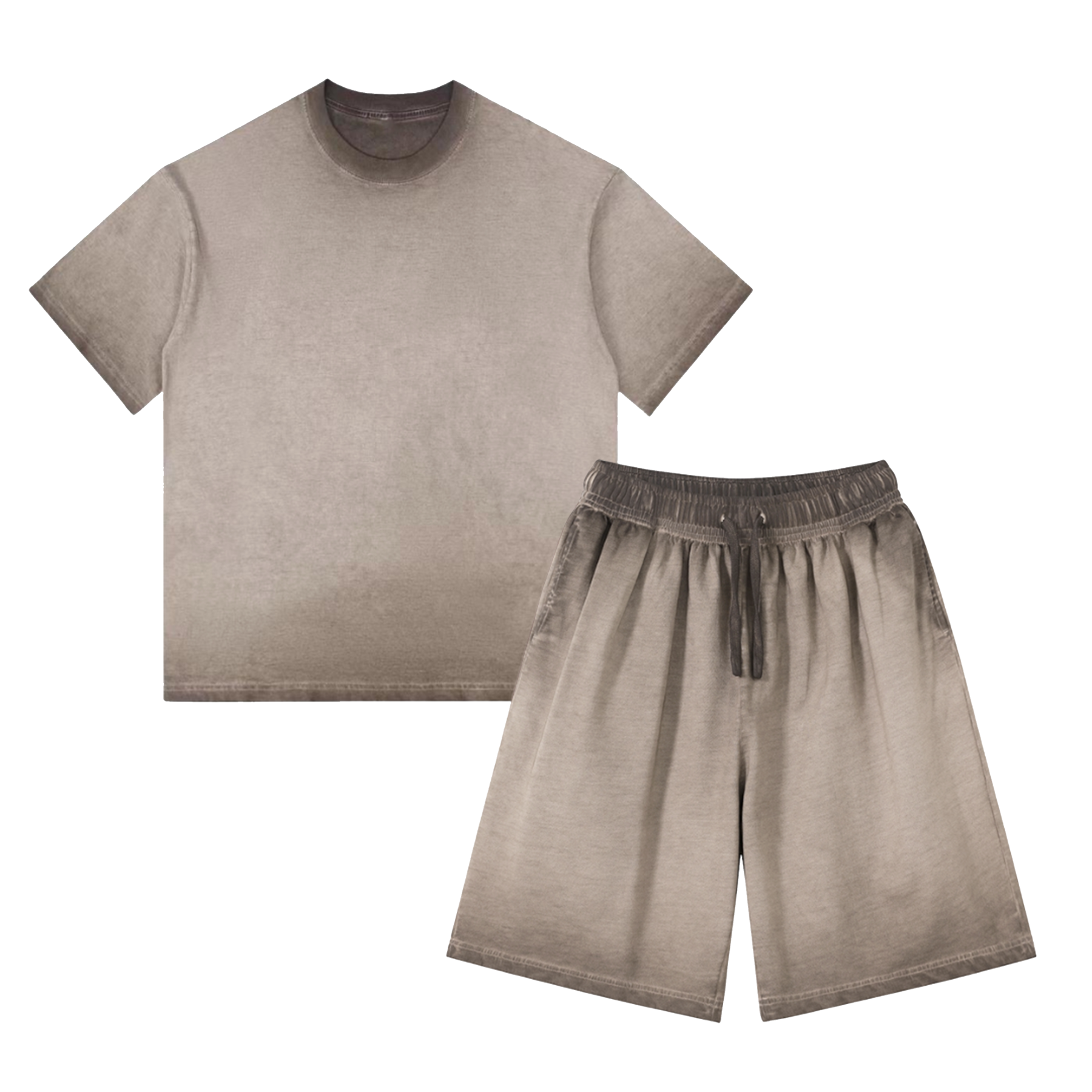Solid Washed Tee&Shorts Set
