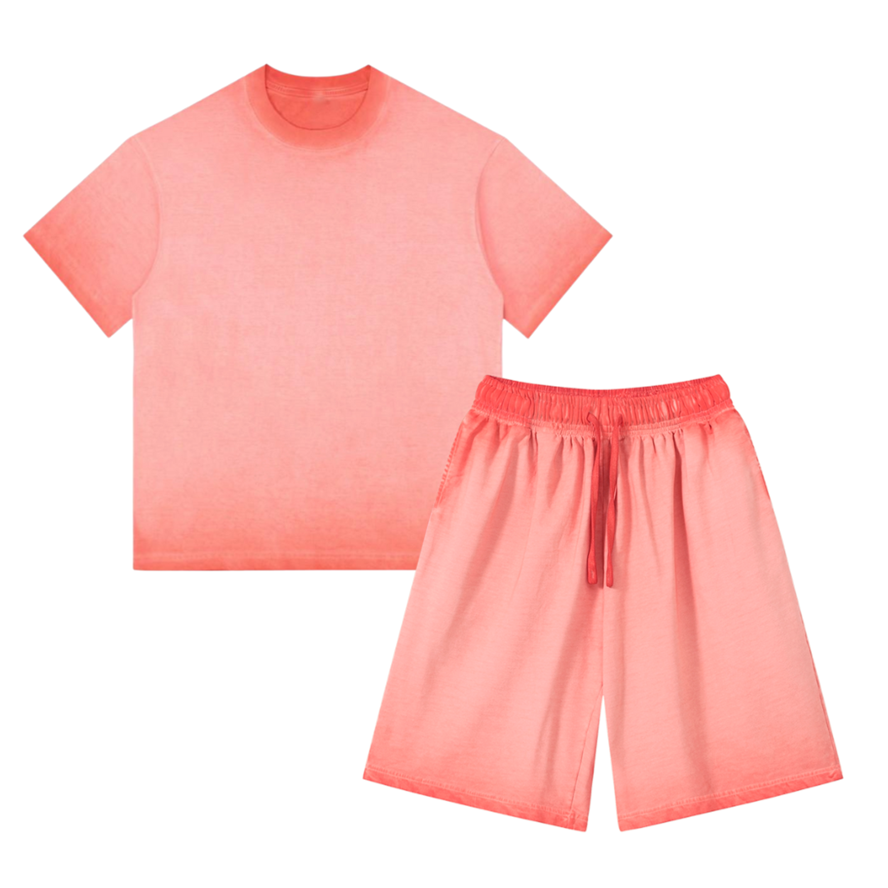 Solid Washed Tee&Shorts Set