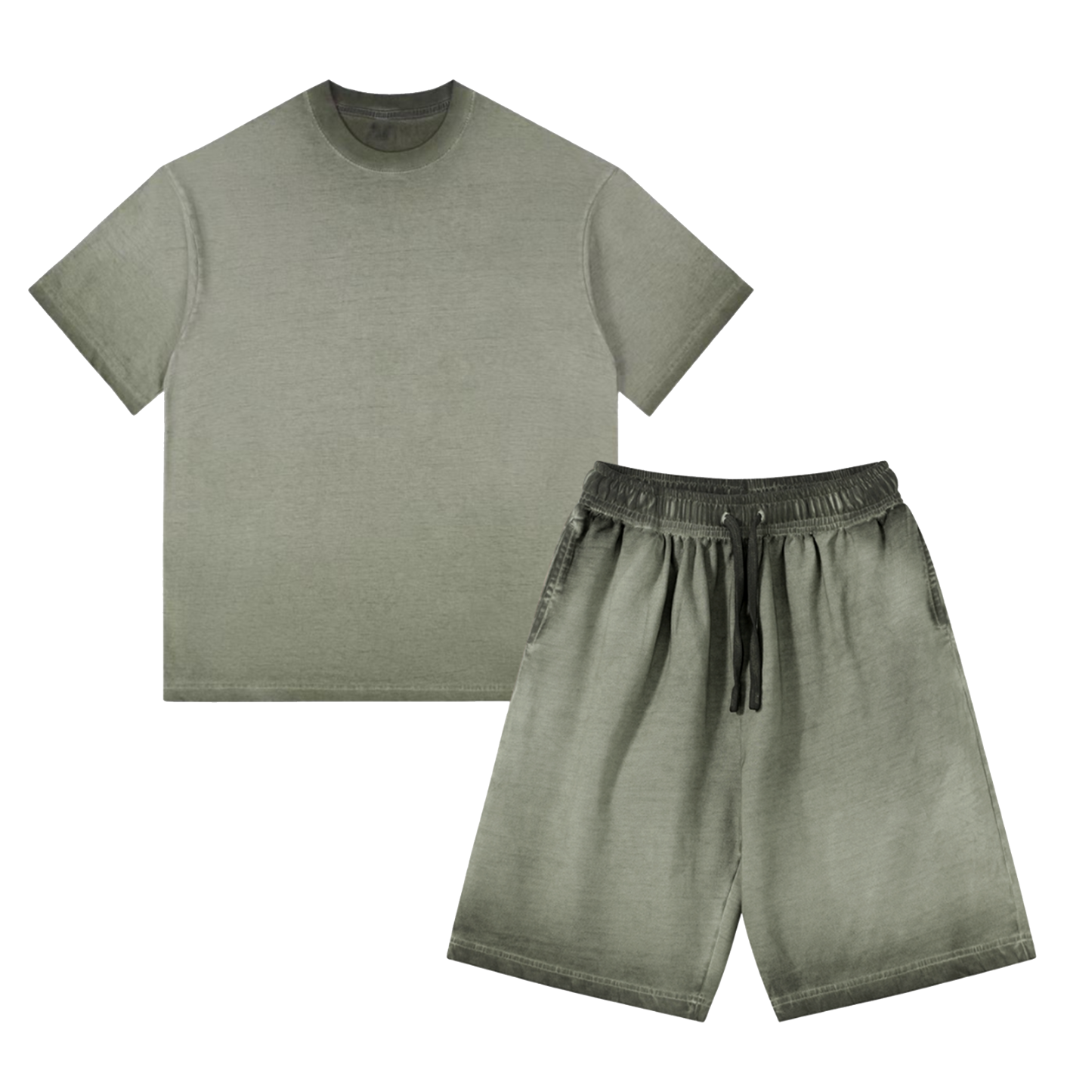 Solid Washed Tee&Shorts Set