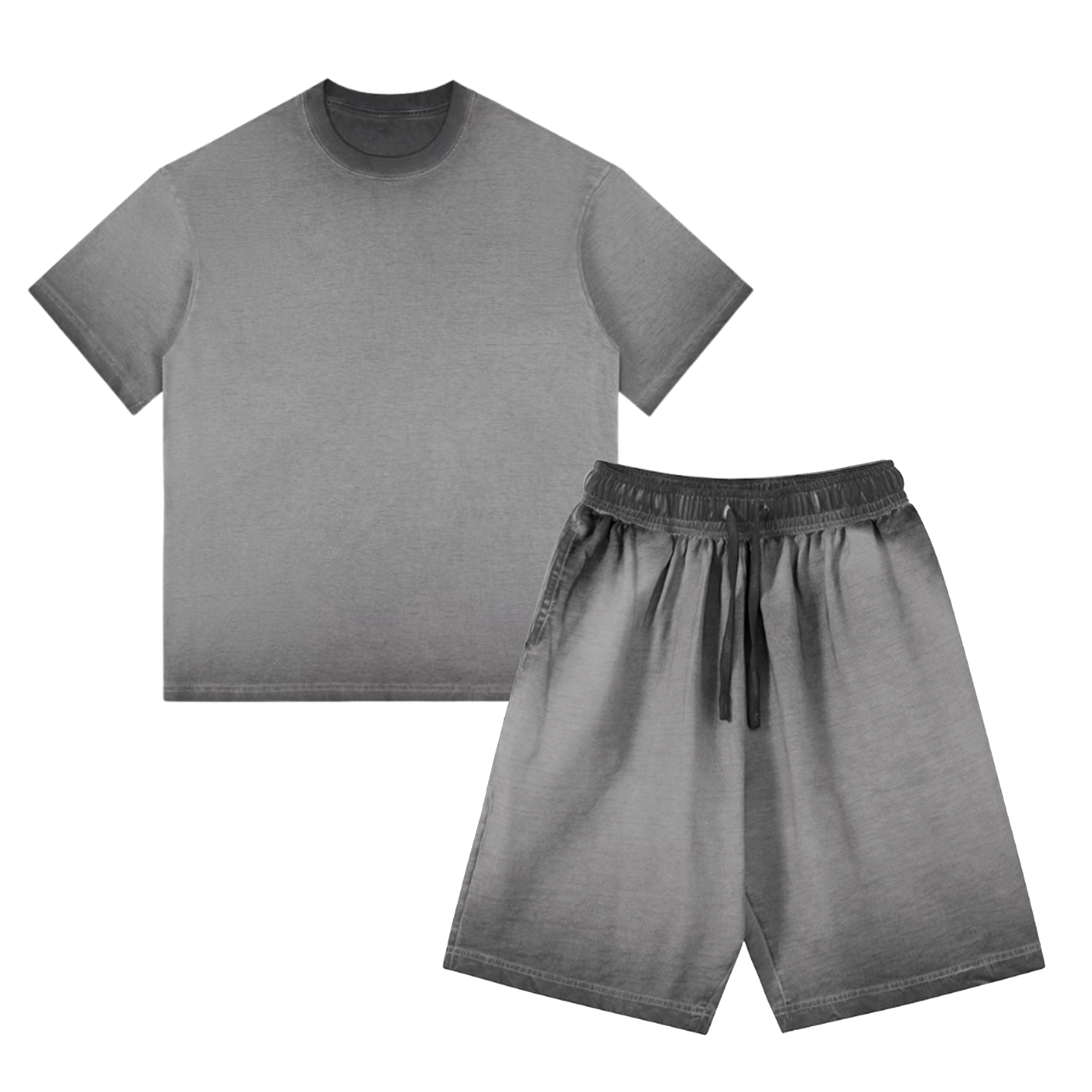 Solid Washed Tee&Shorts Set