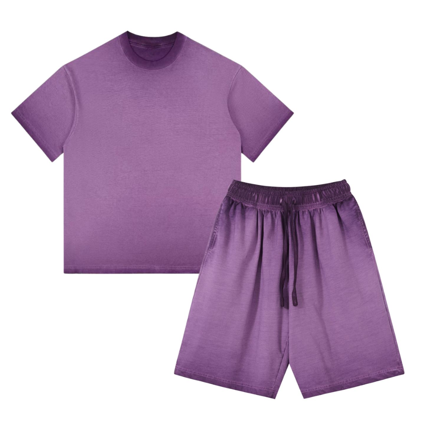 Solid Washed Tee&Shorts Set