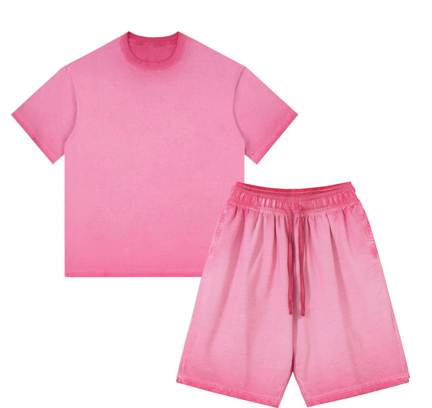 Solid Washed Tee&Shorts Set