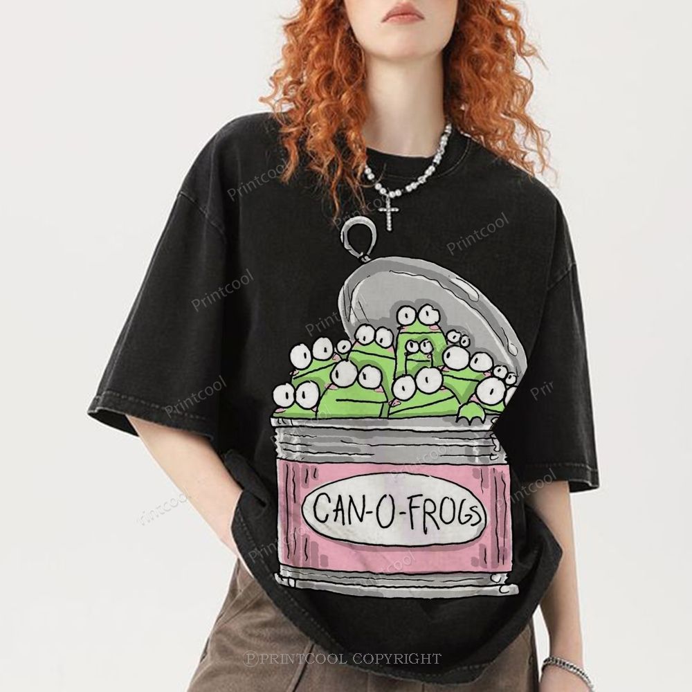 Dance In Cool Letters Can O Frogs Unisex Vintage Washed Tee โ Print-cool
