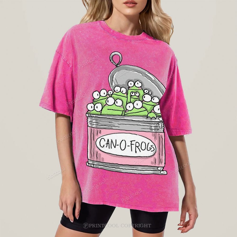 Dance In Cool Letters Can O Frogs Unisex Vintage Washed Tee โ Print-cool