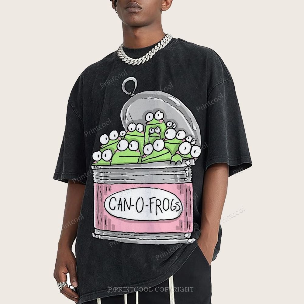 Dance In Cool Letters Can O Frogs Unisex Vintage Washed Tee โ Print-cool